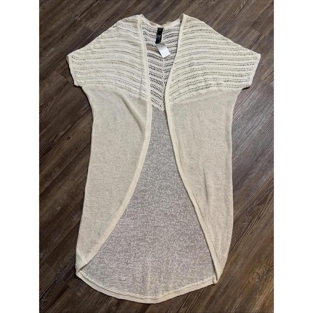 Chicos Beach Boho Quiet Luxury Minimalist Casual Crochet‎ Linen Blend Kimono New